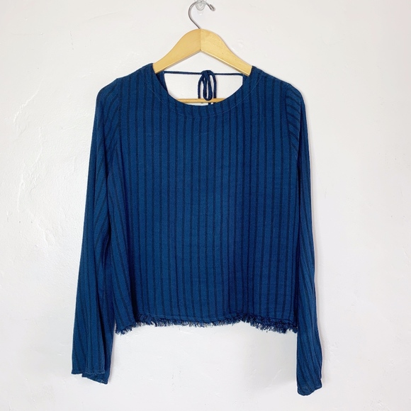 Cloth & Stone Button Stripped Back Top with tie - Picture 2 of 8